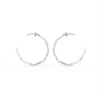 18K White Gold Round Diamond Moon Earrings — TOP