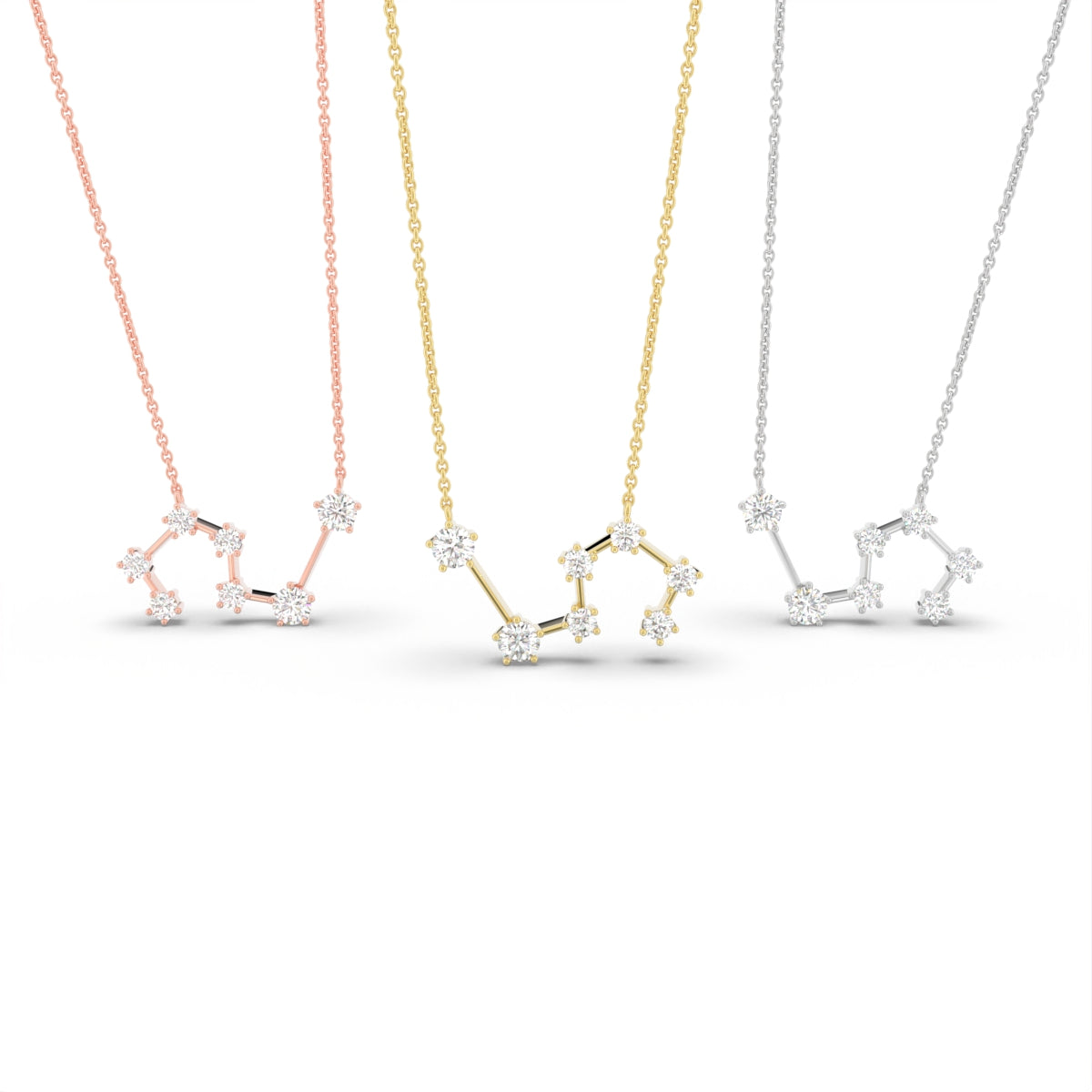 18K Rose Gold Constellation Round Diamond Pendant — 3 COLOR