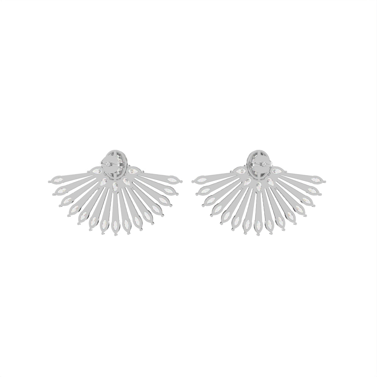 18K Fan Round Diamond Earrings — BACK