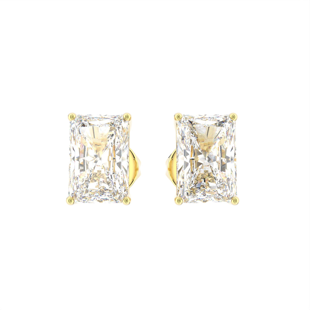 18K Solitaire Emerald Cut Diamond Stud Earrings — TOP
