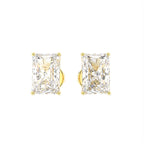 18K Solitaire Emerald Cut Diamond Stud Earrings — TOP