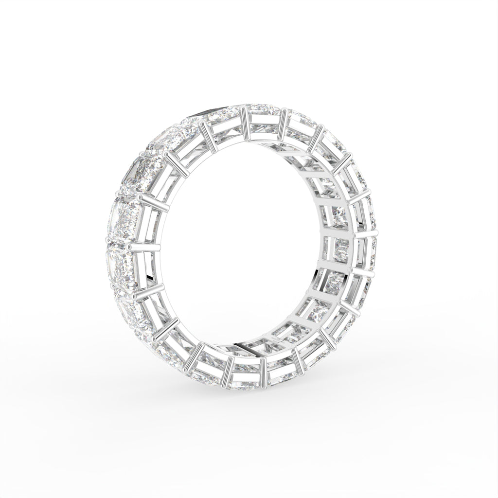 vimg:FJ3909|vimg:FJ4064|vimg:FJ4061|vimg:FJ4062|14K White Gold Eternity Emerald Diamond Ring — 3D VIEW