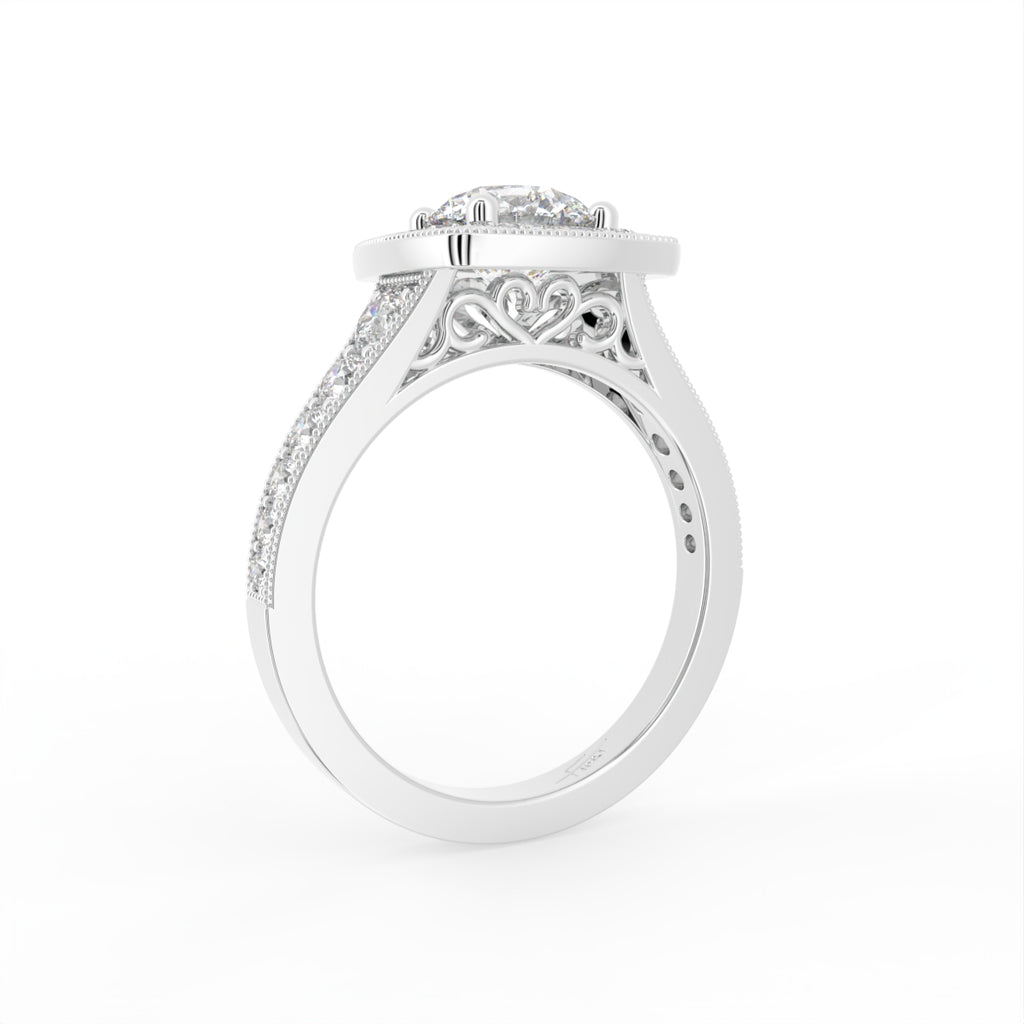 18K Halo Diamond Ring — 3D VIEW