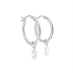 18K Pear Diamond Hoop Earrings — 3D VIEW