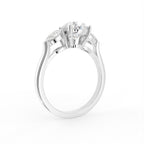 18K Trilogy Pear Diamond Engagement Ring — 3D VIEW