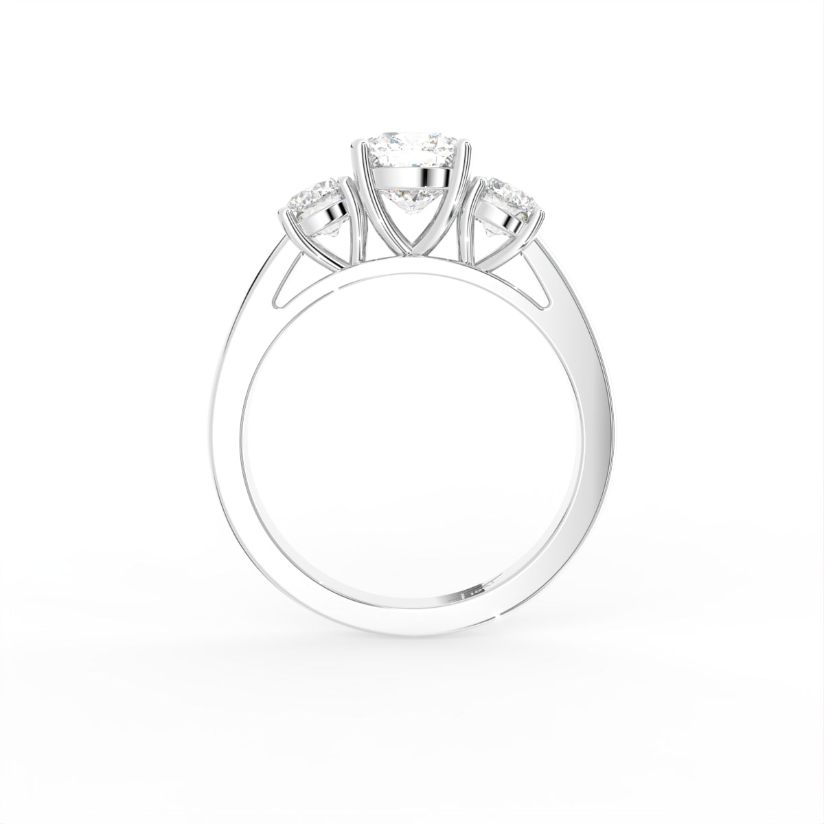 18K Trilogy Cushion Diamond Ring — FRONT