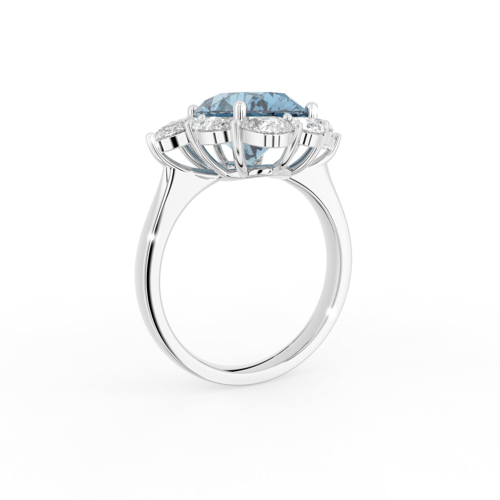 18K Halo Oval Diamond Ring — 3D VIEW