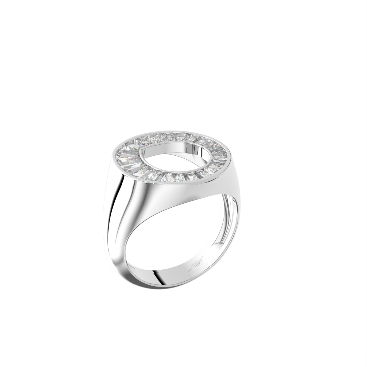 18K White Gold Baguette Diamond Ring — 3D VIEW