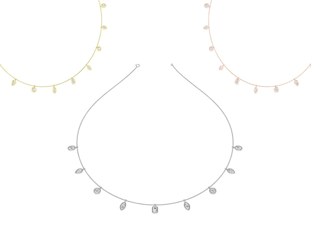 14K Bold Round Tennis Diamond Necklace — 3 COLOR