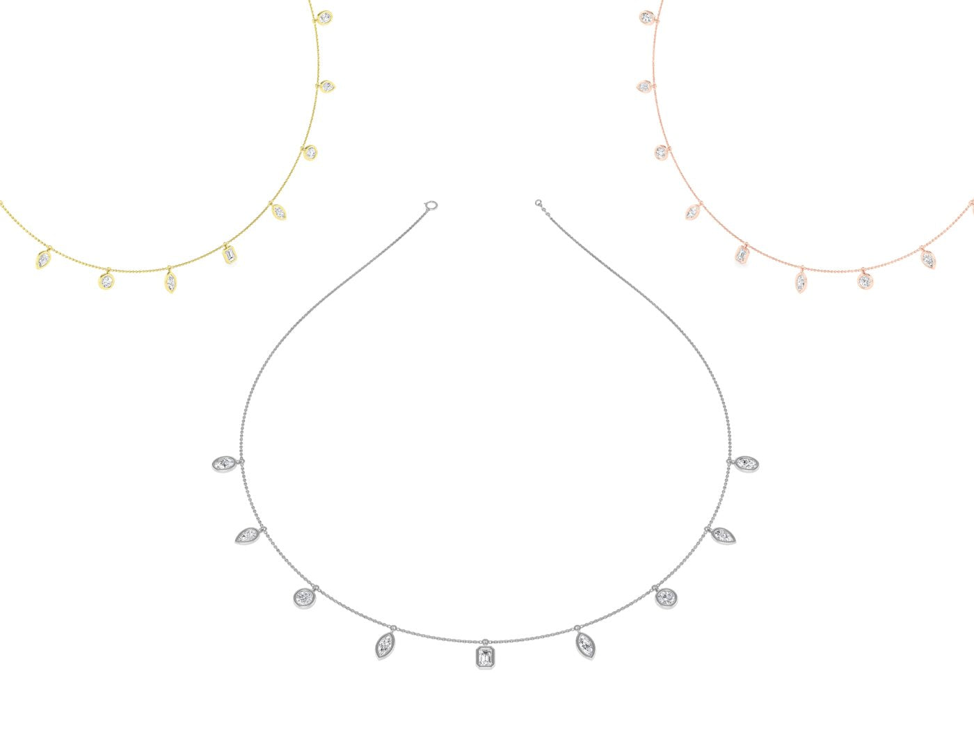 14K Bold Round Tennis Diamond Necklace — 3 COLOR