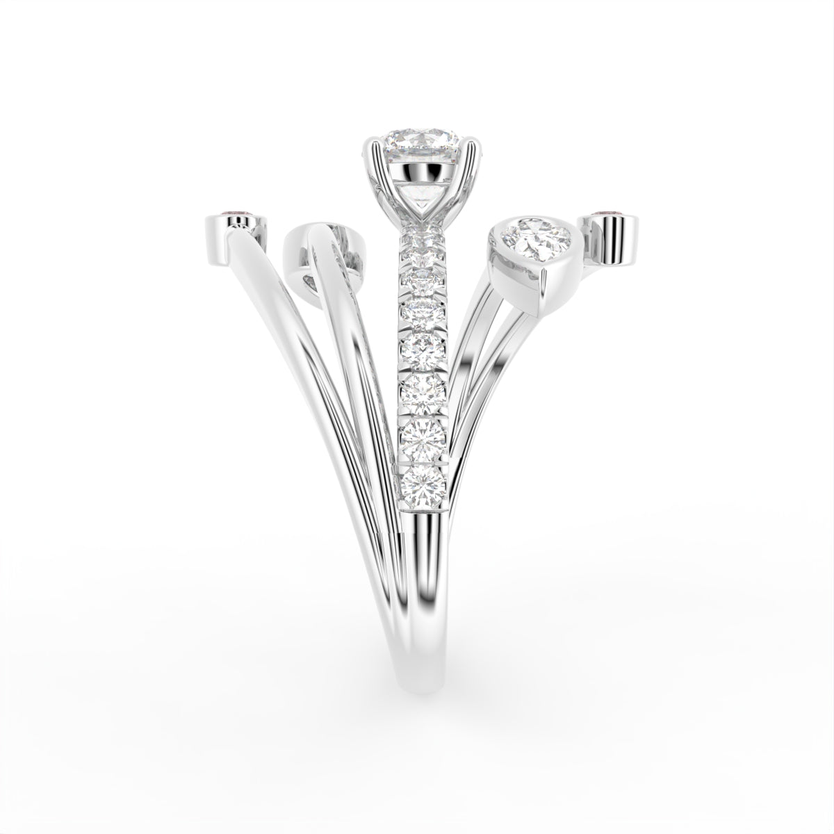 18K White Gold Round Diamond Ring — SIDE