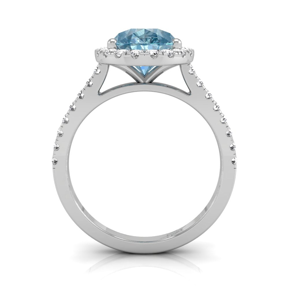 vimg:FJ1011|18K White Gold Halo Pear Diamond Ring — FRONT