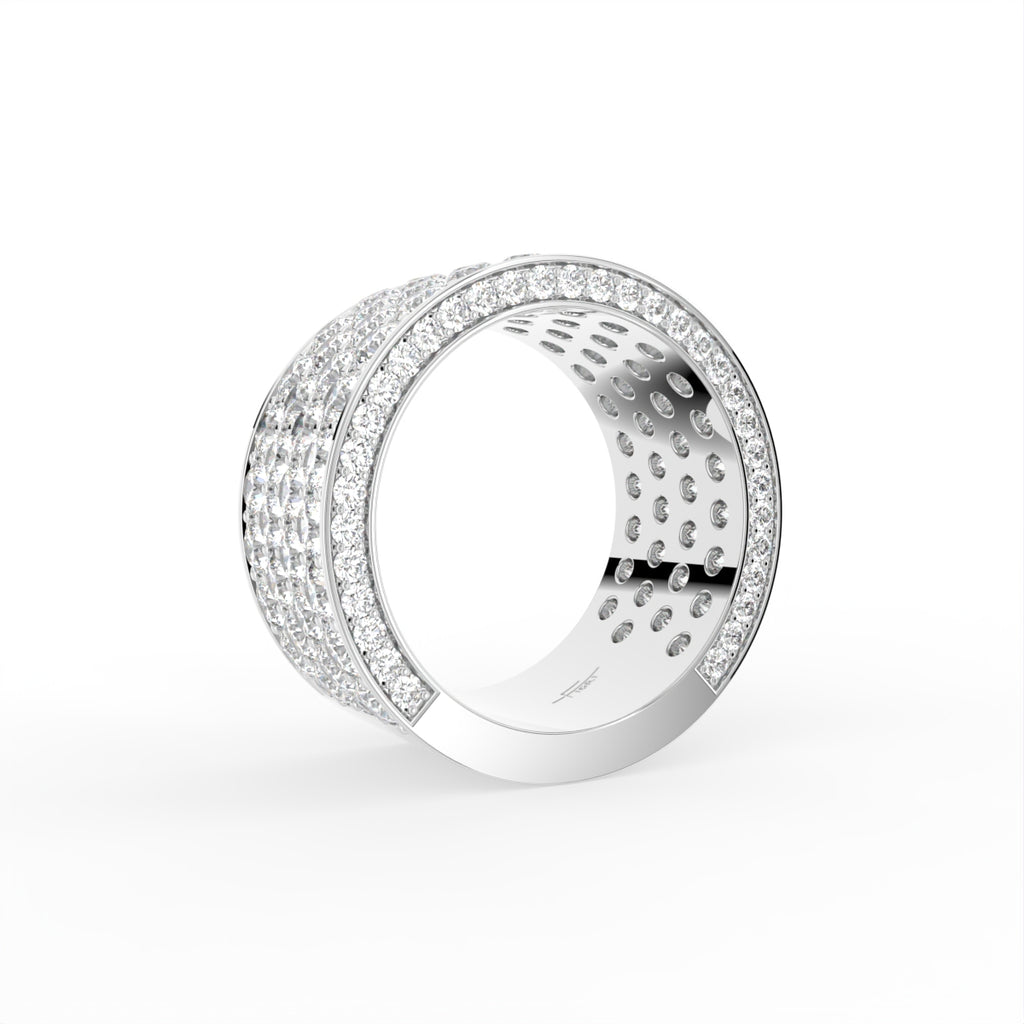 18K Bespoke Pavé Round Diamond Ring — 3D VIEW