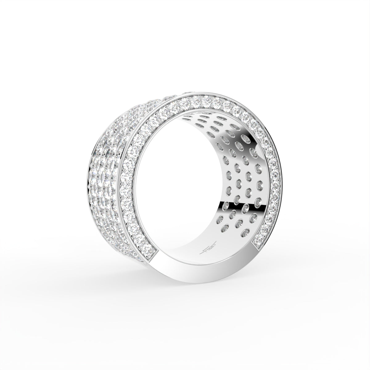 18K Bespoke Pavé Round Diamond Ring — 3D VIEW