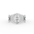 18K Halo Round Diamond Split Shank Ring — TOP