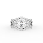 18K Halo Round Diamond Split Shank Ring — TOP
