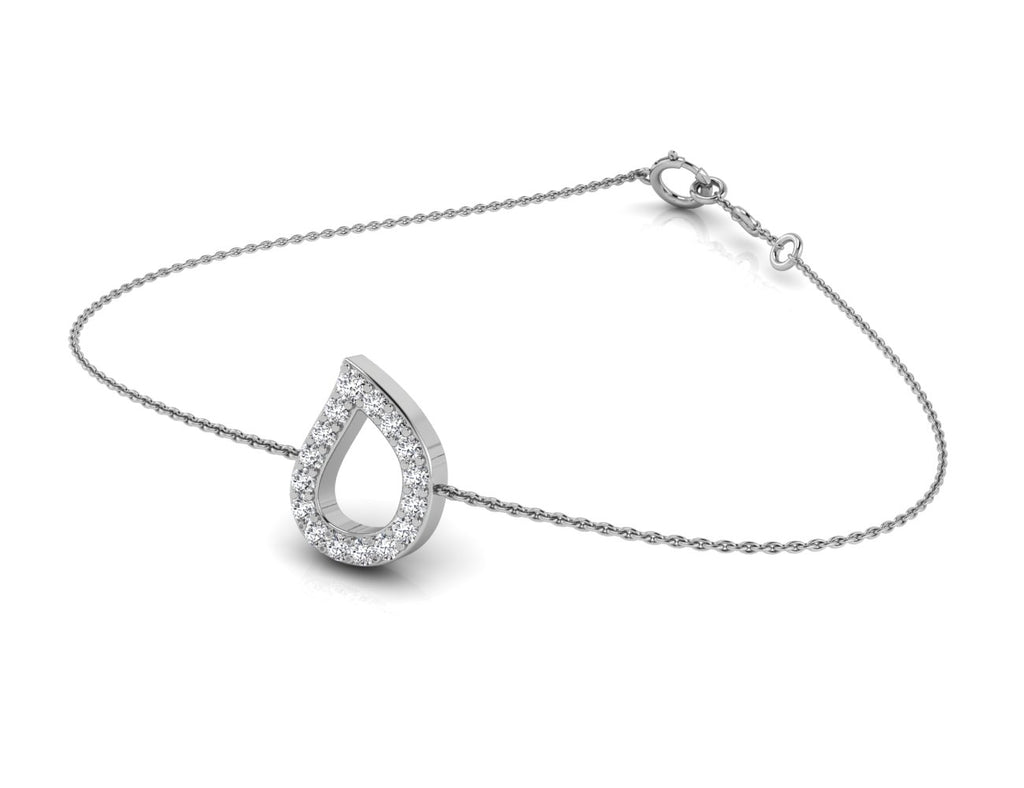 18K White Gold Arabic Alphabet Round Diamond Bracelet — 3D VIEW