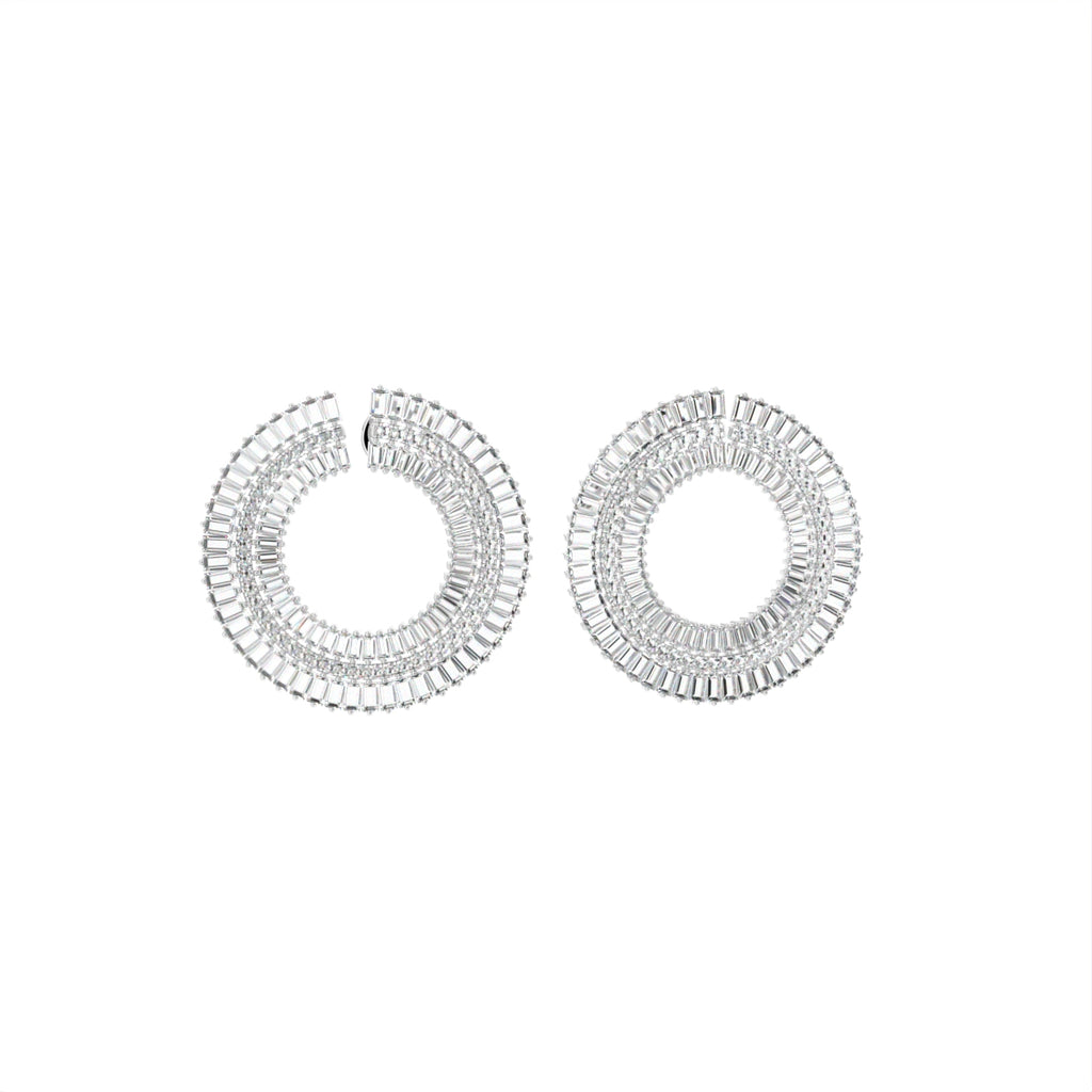 18K Baguette Diamond Bespoke Earrings — 3D VIEW