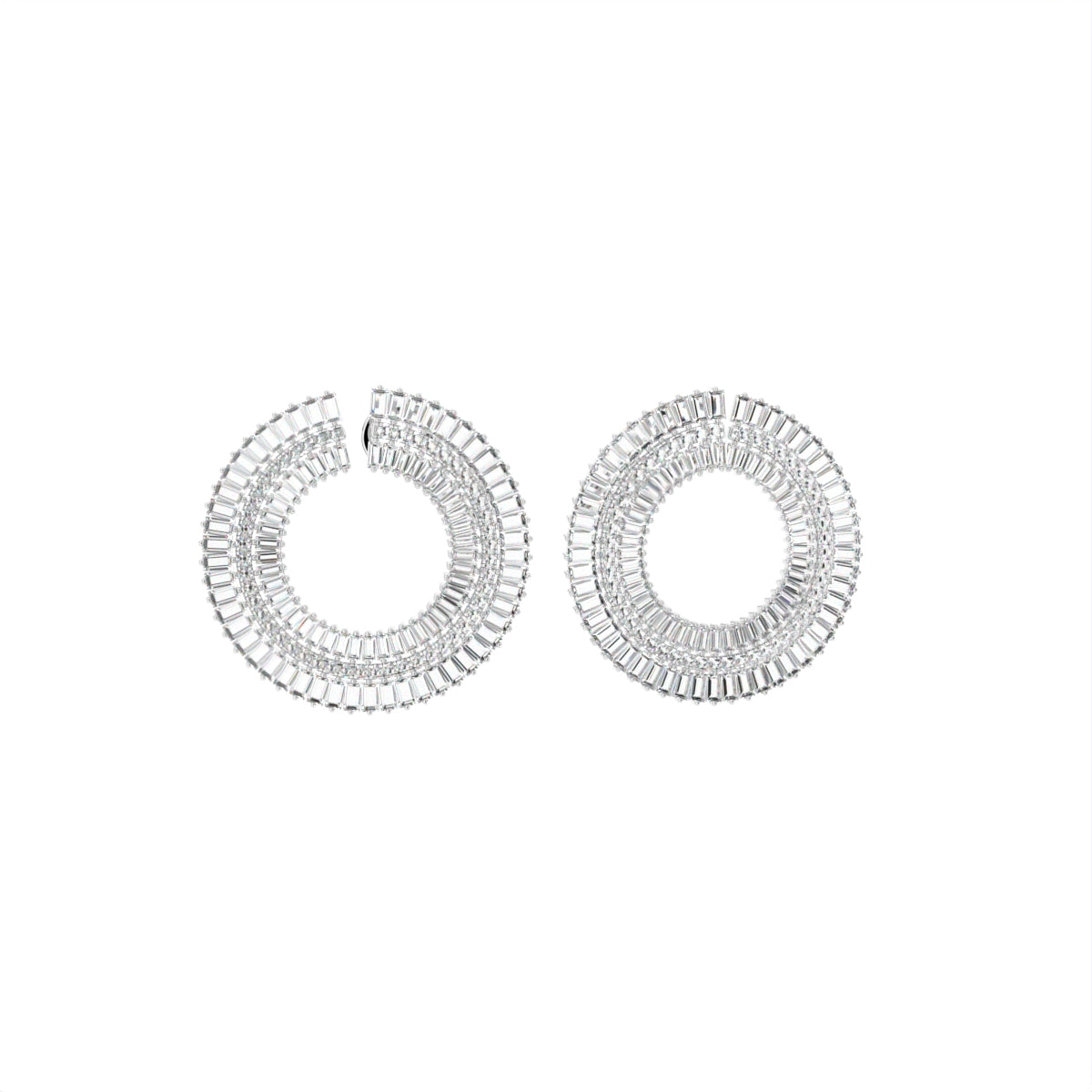18K Baguette Diamond Bespoke Earrings — 3D VIEW