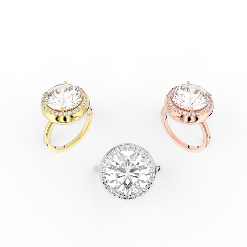 Sterling Silver Round Diamond Ring — 3 COLOR