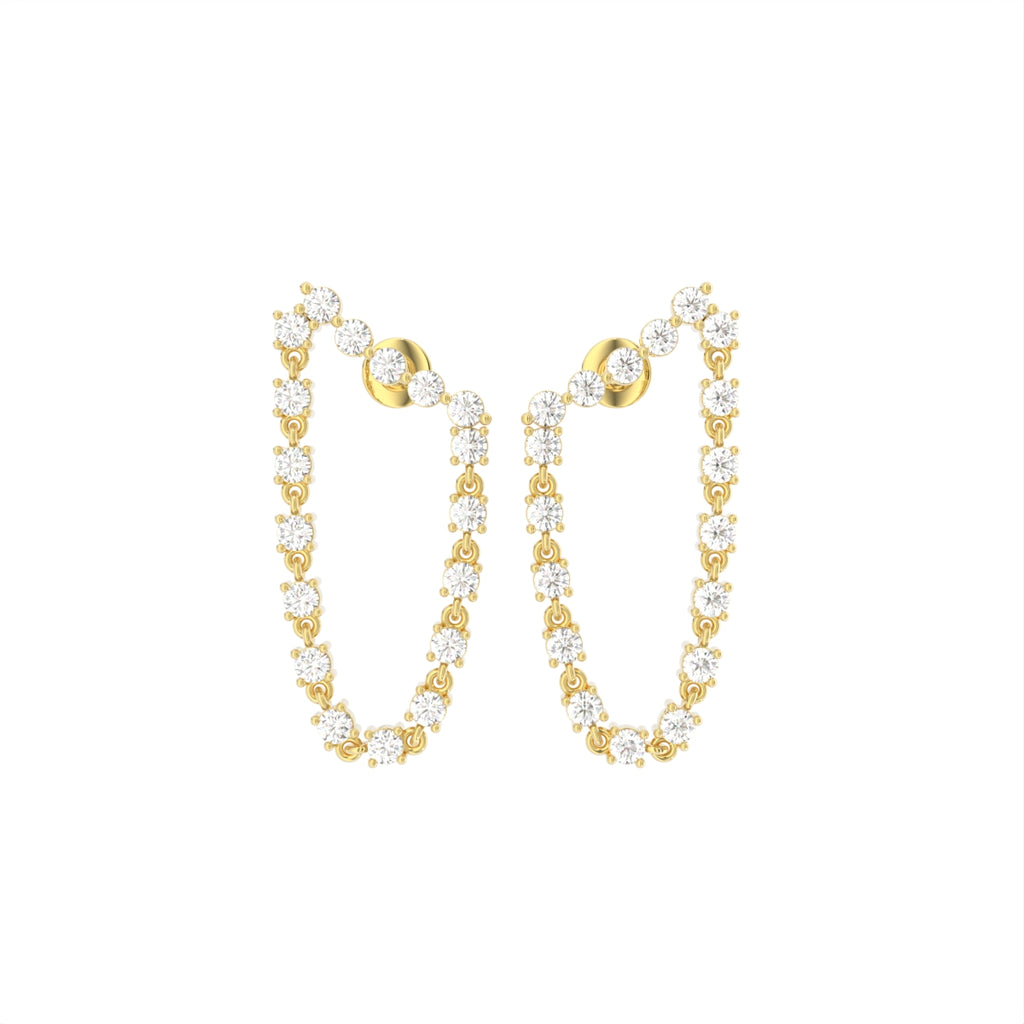 18K Yellow Gold Diamond Hoop Earrings — TOP