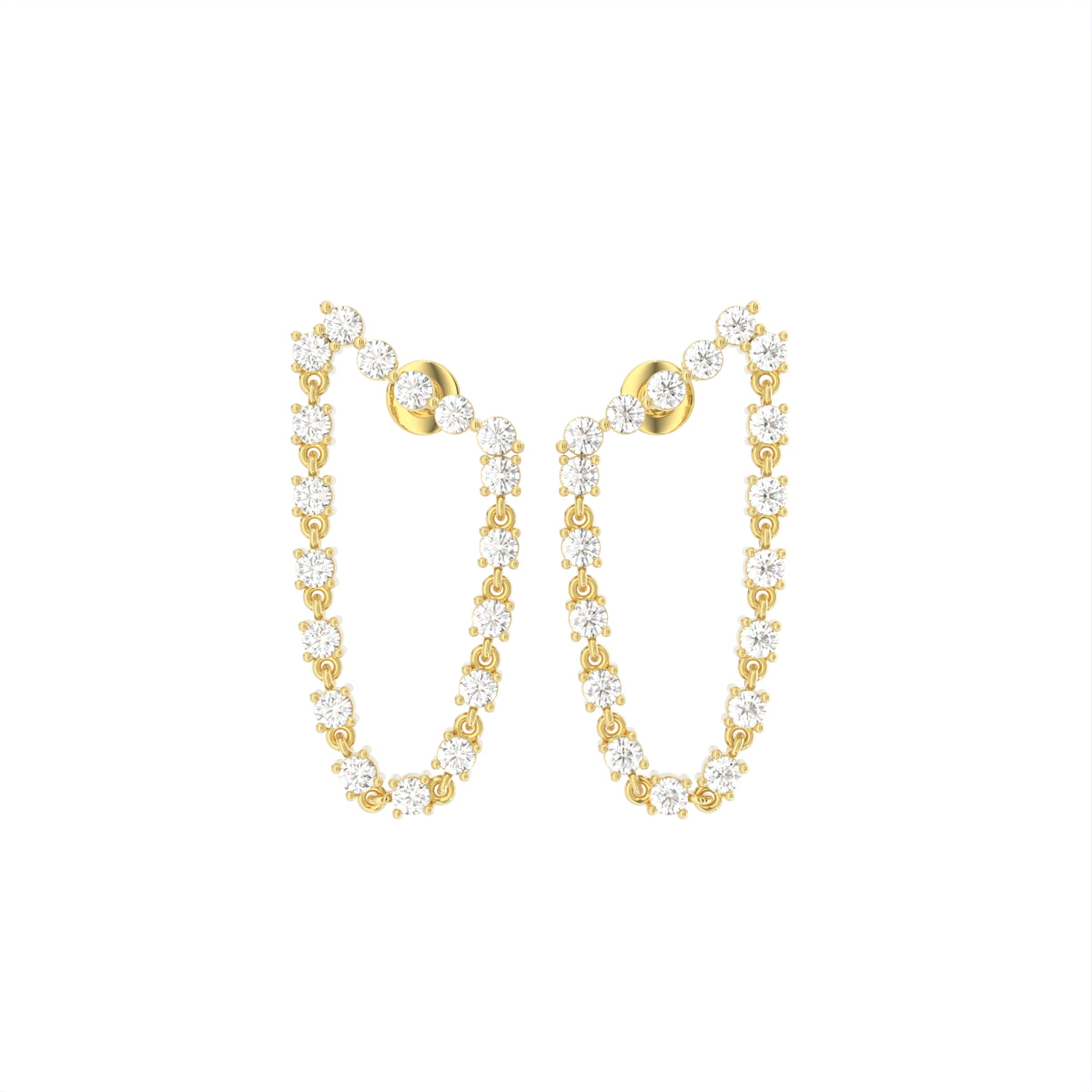 18K Yellow Gold Diamond Hoop Earrings — TOP