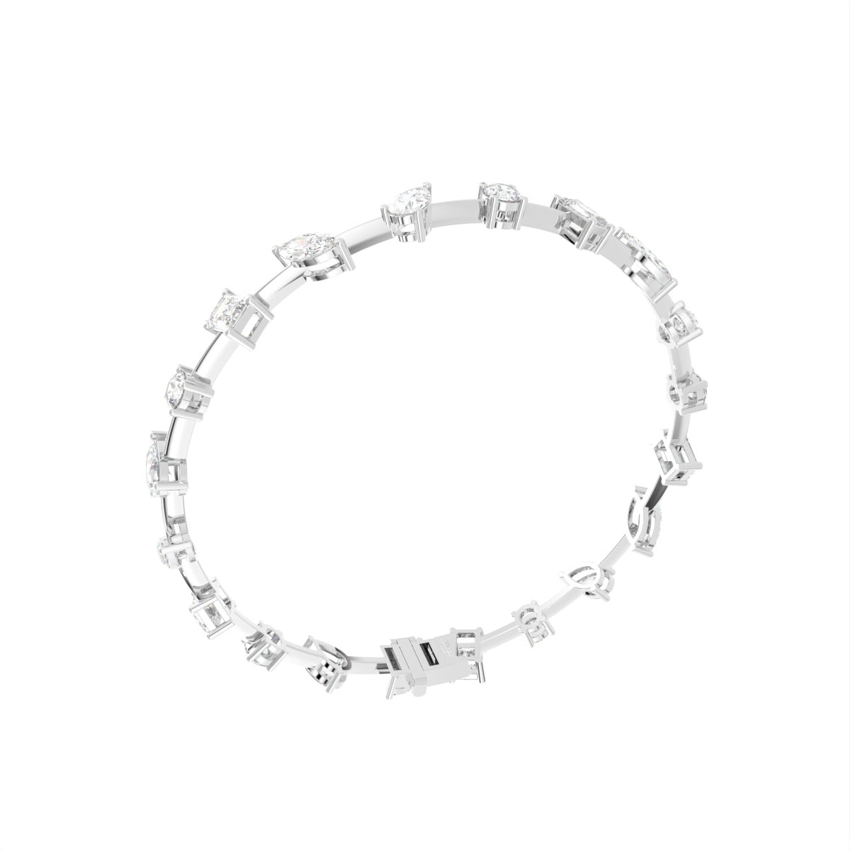 18K Mixed-Cut Diamond Bracelet — 3D VIEW
