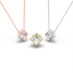 18K Solitaire Princess Diamond Pendant — 3 COLOR