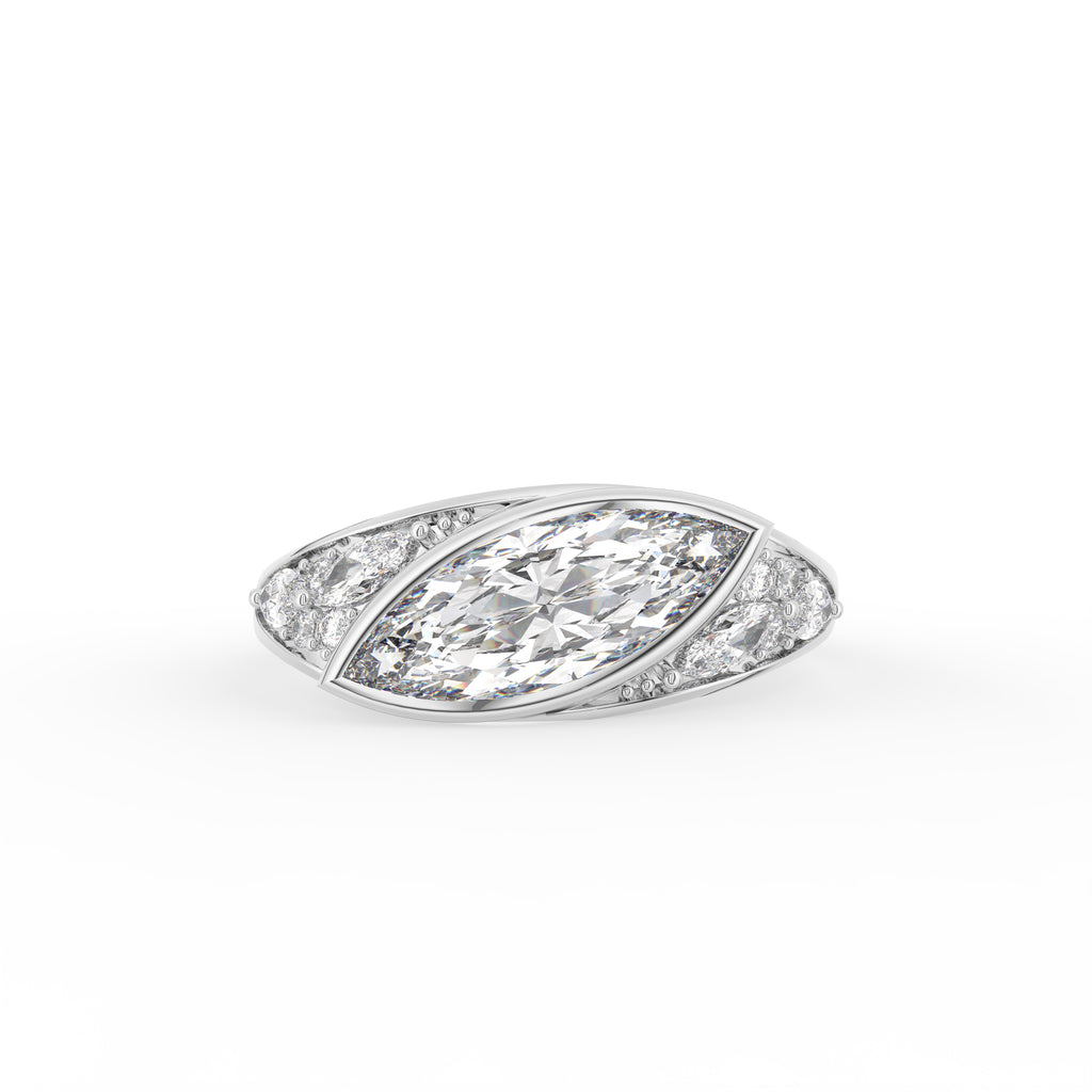 18K Domed Marquise Diamond Ring — TOP