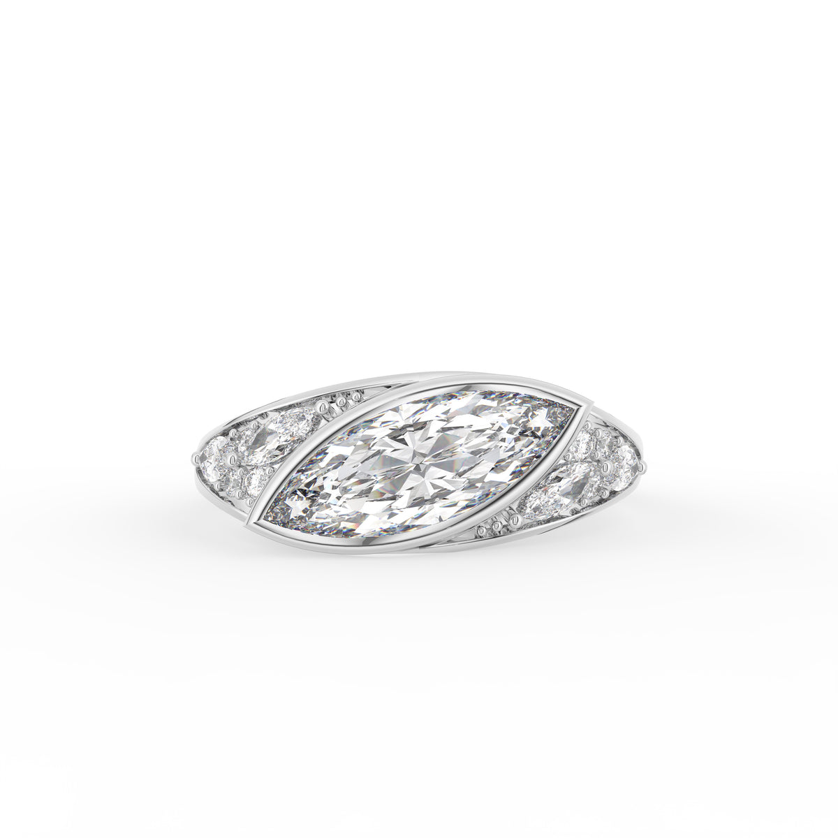 18K Domed Marquise Diamond Ring — TOP