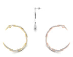 18K White Gold Round Diamond Moon Earrings — 3 COLOR