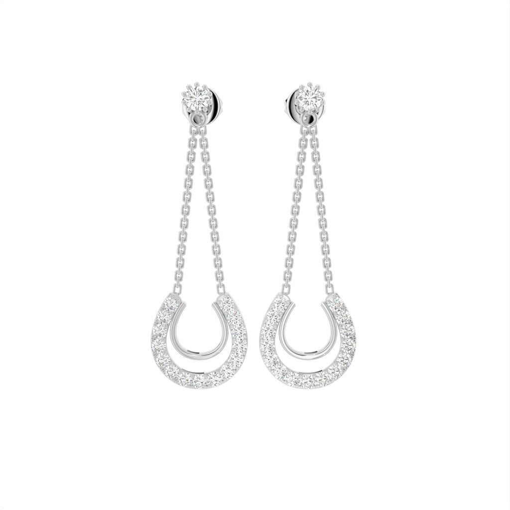 18K Round Pave Diamond Drop Earrings — TOP