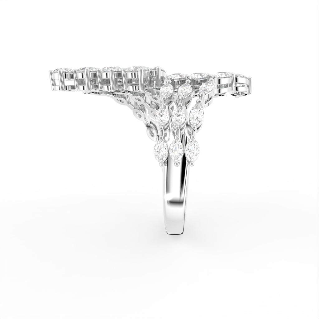 18K Multi Row Pave Diamond Ring — SIDE