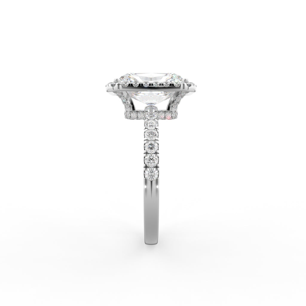 18K Halo Radiant Diamond Ring — SIDE