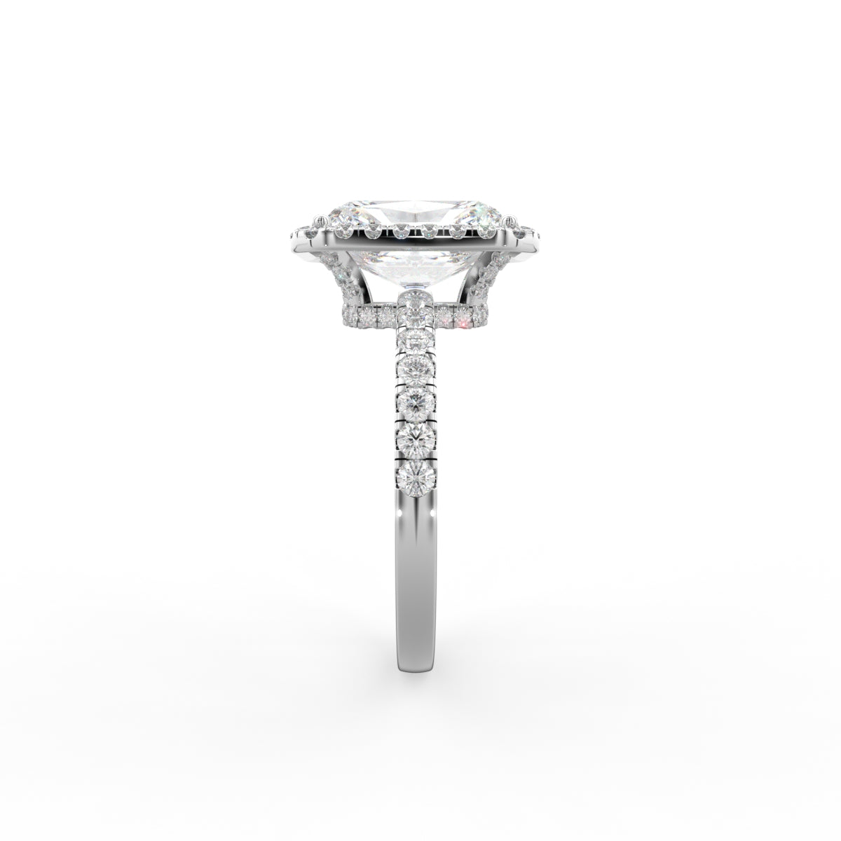 18K Halo Radiant Diamond Ring — SIDE