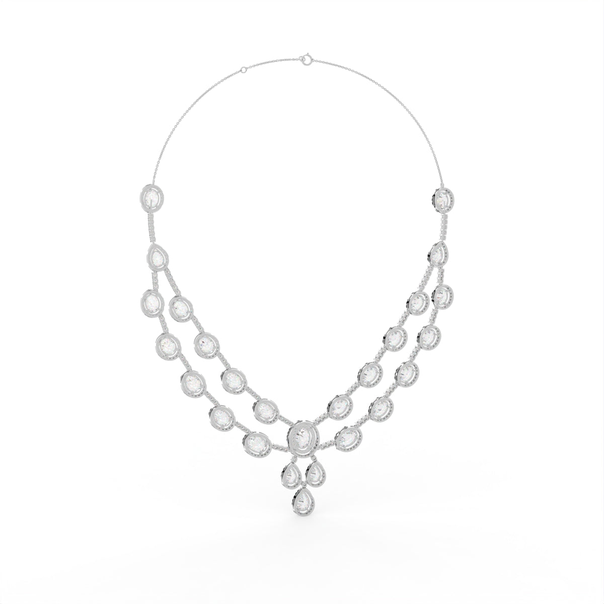Sterling Silver Diamond Necklace — FRONT/BACK