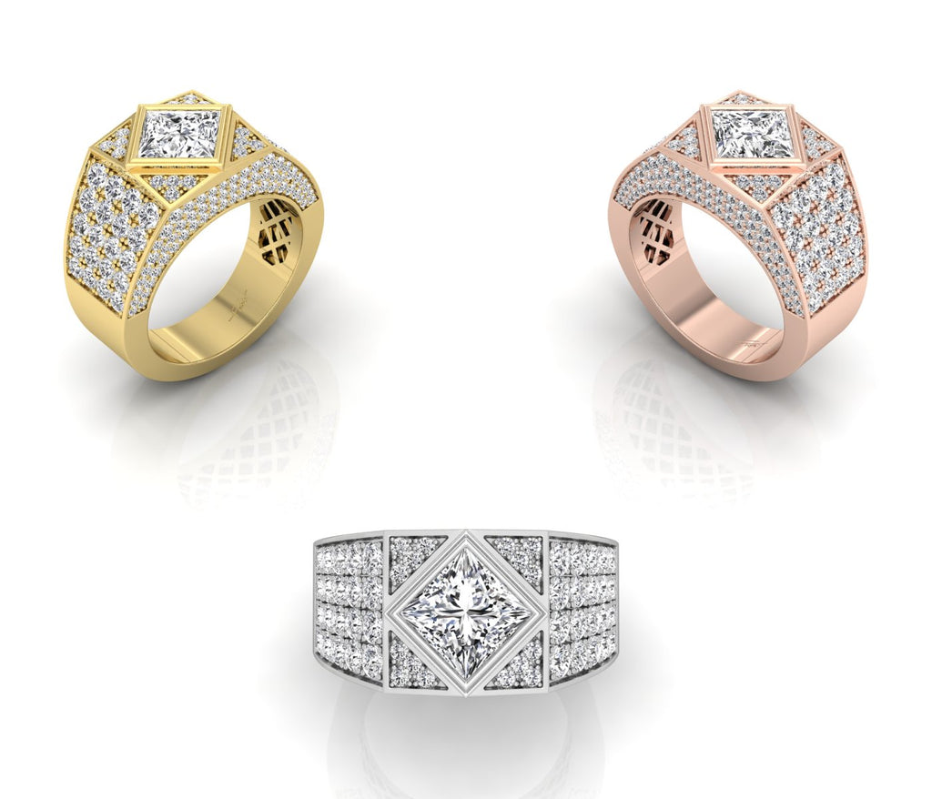 18K White Gold Bespoke Pave Diamond Ring — 3 COLOR