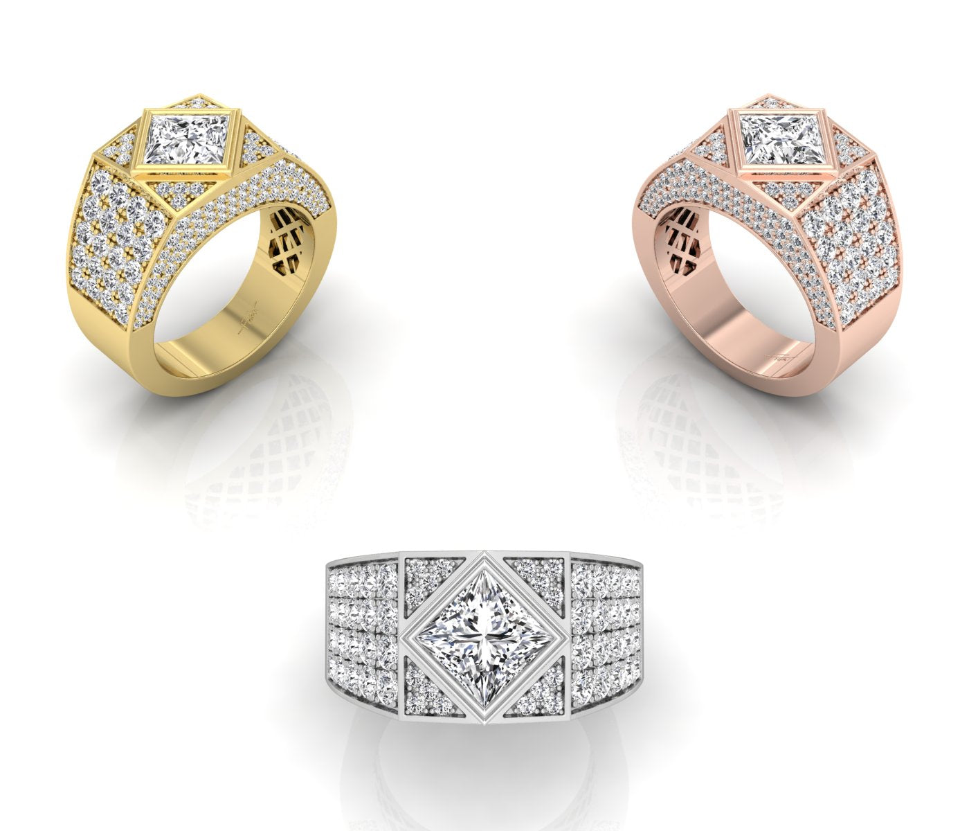 18K White Gold Bespoke Pave Diamond Ring — 3 COLOR