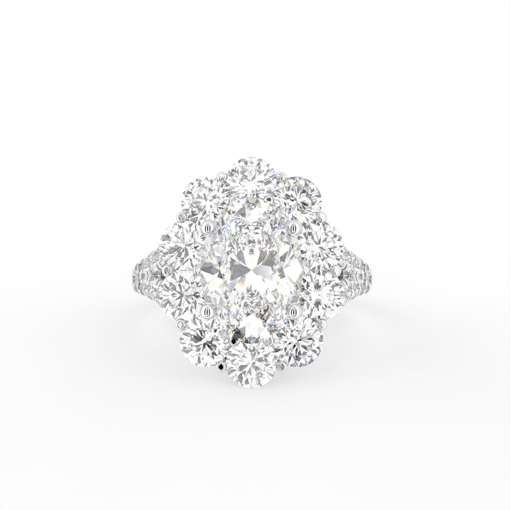 18K Bespoke Oval Diamond Ring — TOP