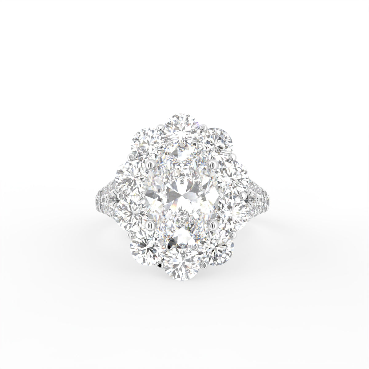 18K Bespoke Oval Diamond Ring — TOP