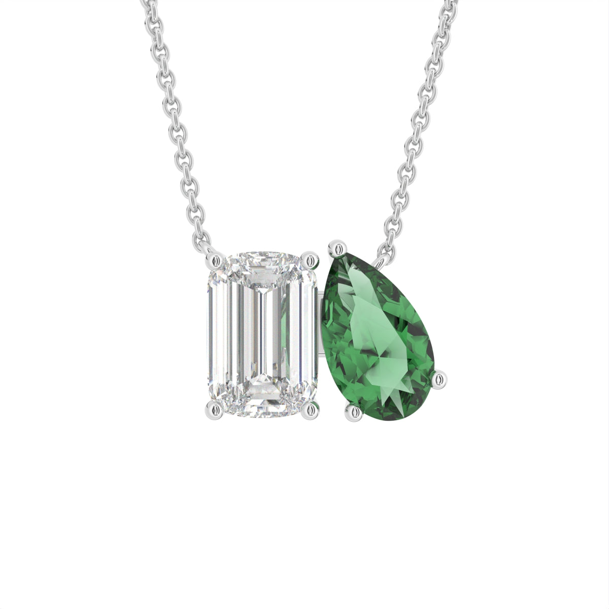 vimg:FJ6793|18K Yellow Gold Emerald Cut Diamond Pendant — FRONT