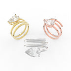 Sterling Silver Pear Diamond Ring — 3 COLOR