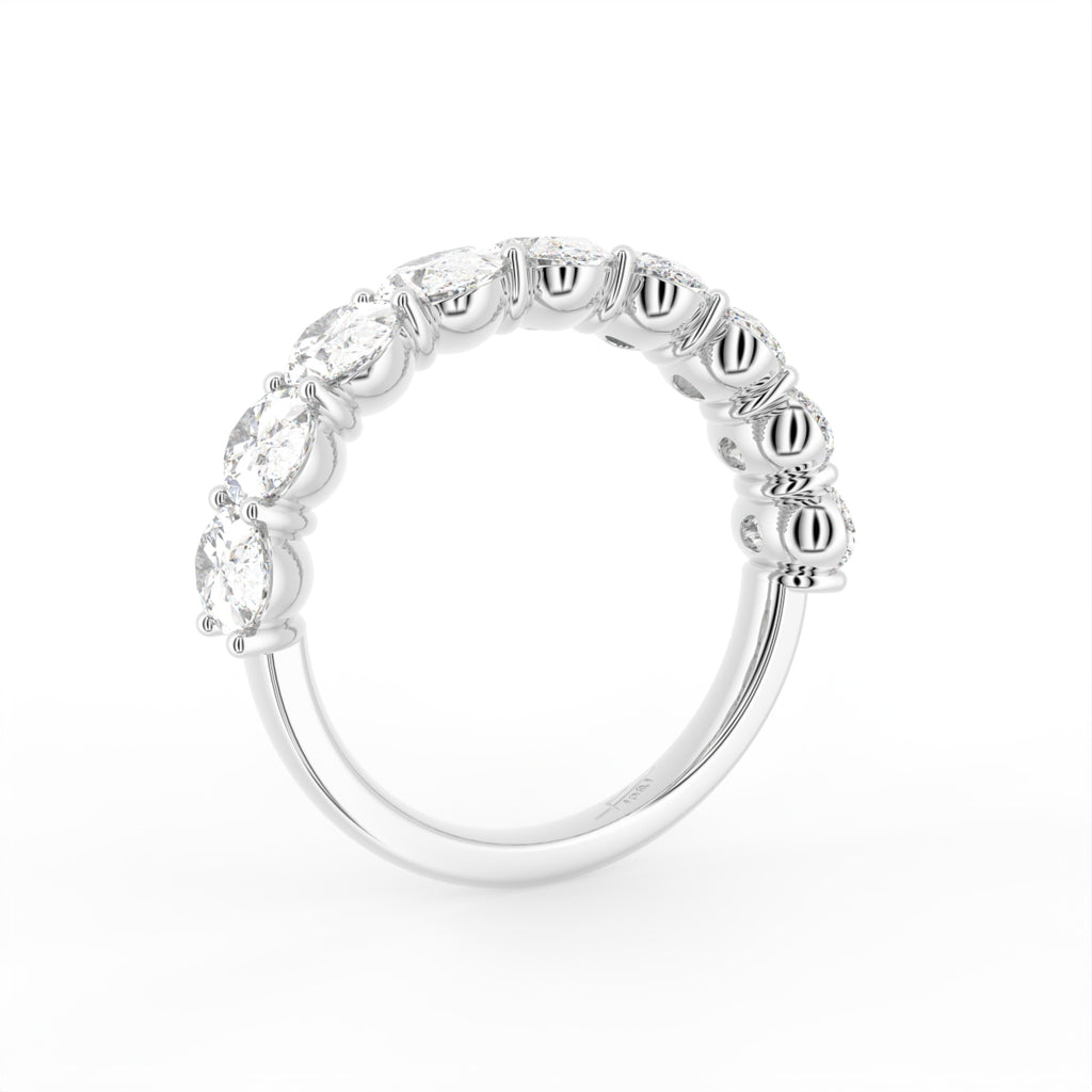 vimg:FJ4625|vimg:FJ4629|vimg:FJ4632|14K White Gold Eternity Oval Diamond Ring — 3D VIEW