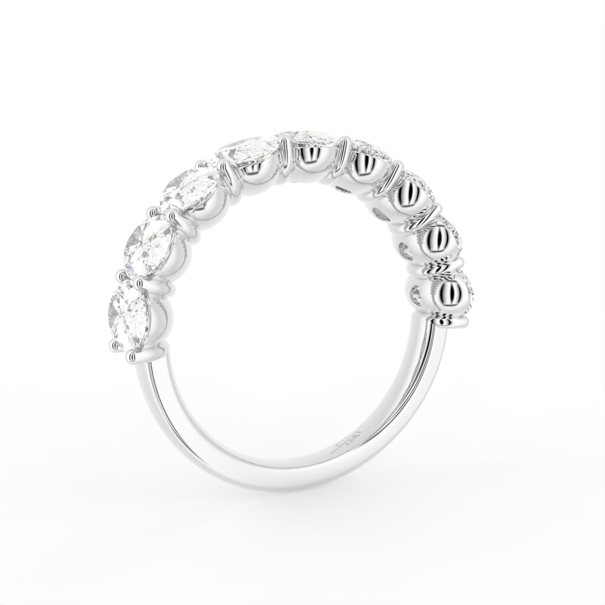 vimg:FJ4625|vimg:FJ4629|vimg:FJ4632|14K White Gold Eternity Oval Diamond Ring — 3D VIEW