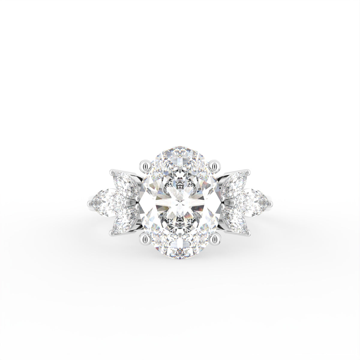 18K Bespoke Oval Marquise Diamond Ring — TOP