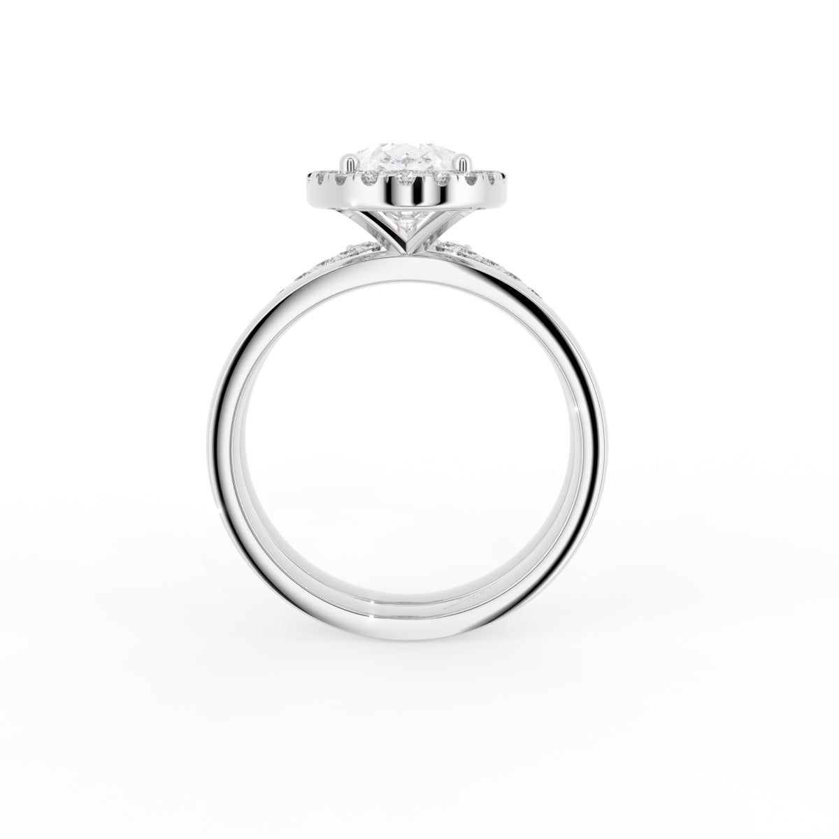 18K Halo Pear Diamond Engagement Ring — FRONT