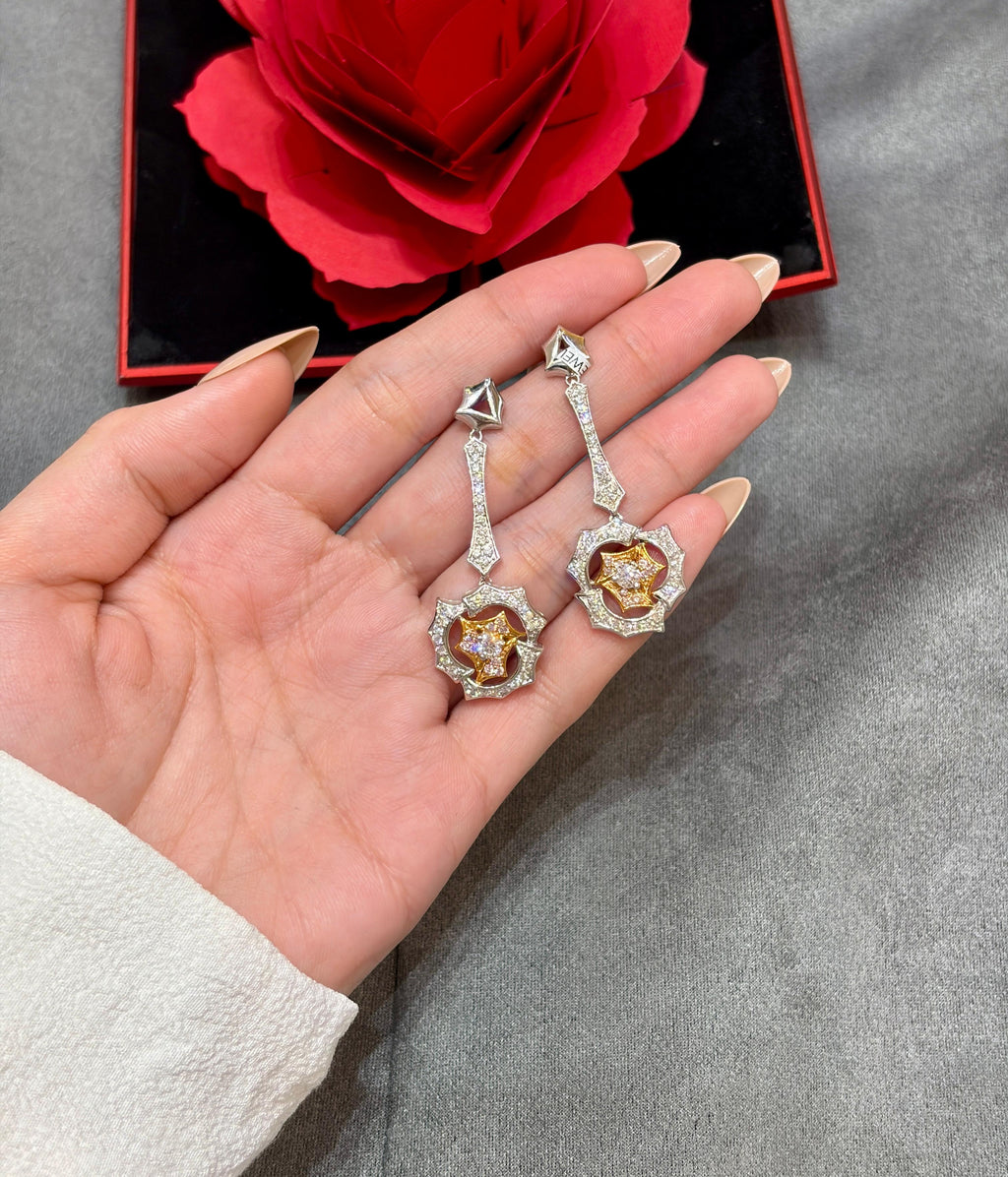 18K White & Yellow Round Diamond Earrings 1.83ct — IMAGE URL