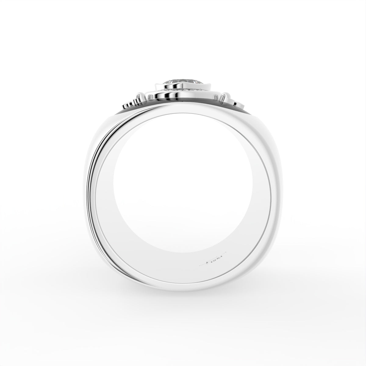 18K Halo Round Diamond Ring — FRONT