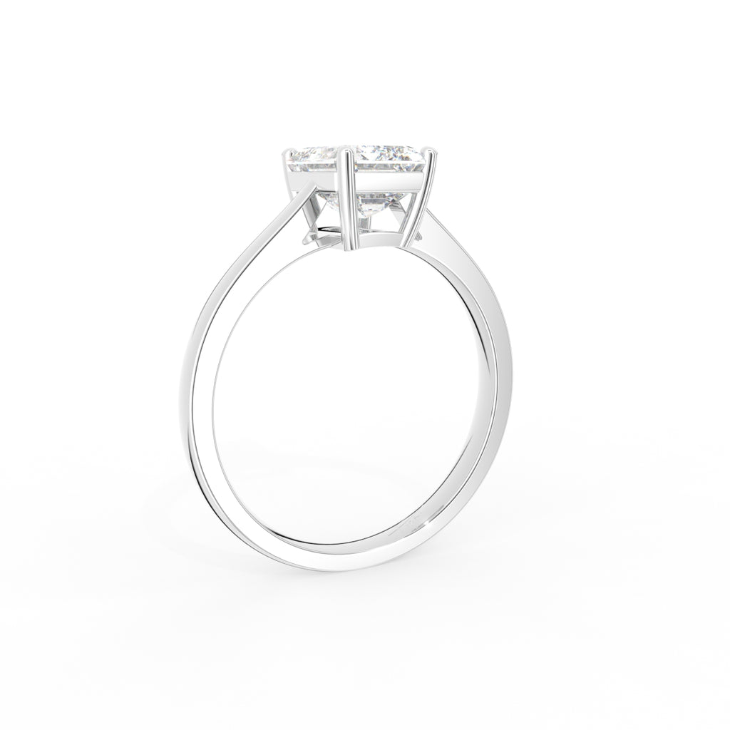 18K Solitaire Emerald Diamond Ring — 3D VIEW