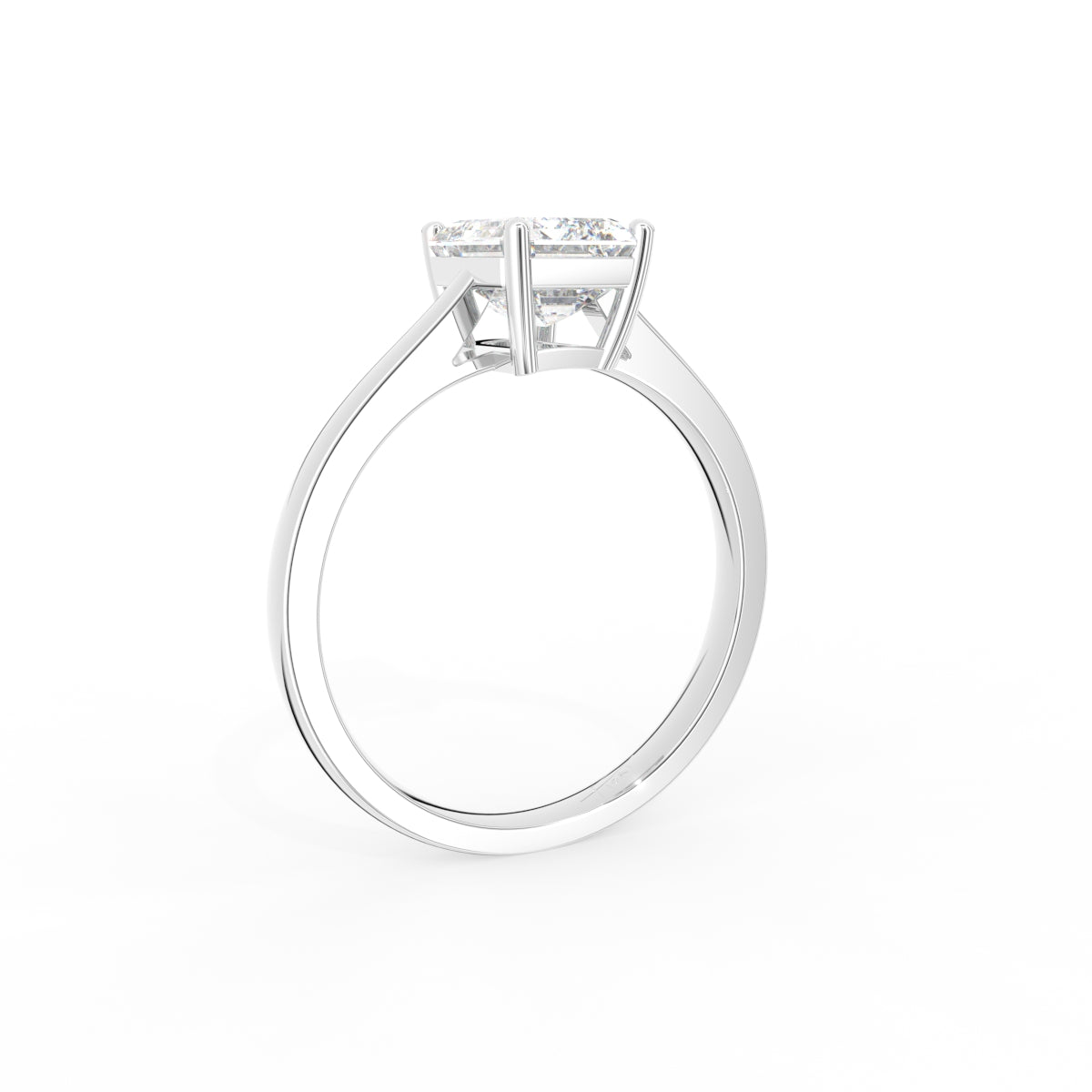 18K Solitaire Emerald Diamond Ring — 3D VIEW